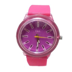 Pembe bayan saati silikon kordon